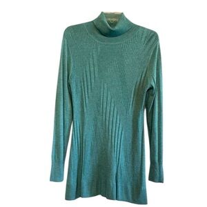 Apt 9 Green Teal Turtleneck Lightweight Longer Sweater Ribbed Size Large